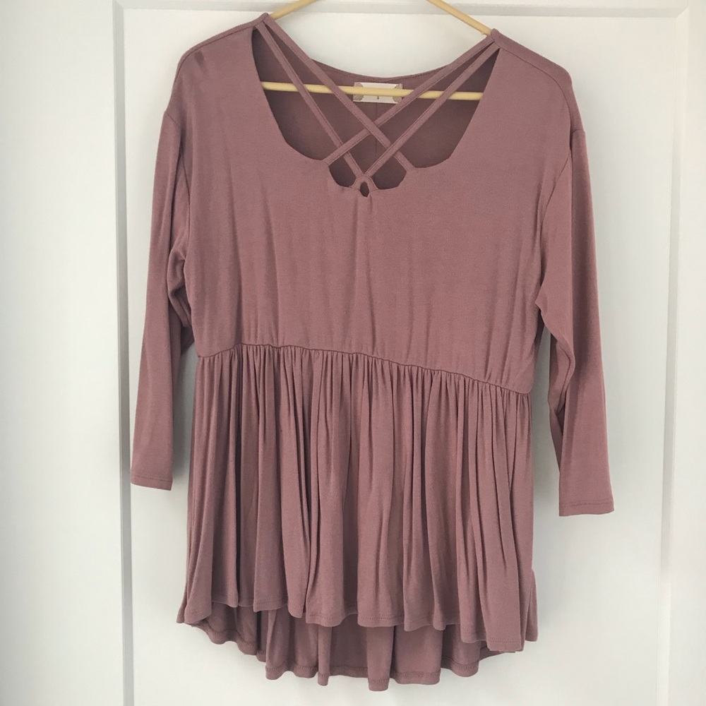 Altar’d State Blush Peplum Top - Size Small